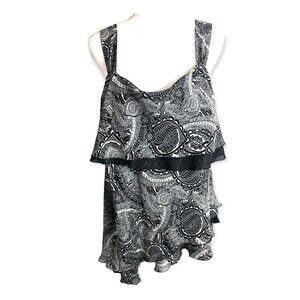 Fashion Bug Assymetrical Layered Flowy Paisley Print Blouse